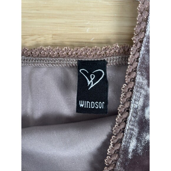 Y2k Crushed Velvet Lace Trim Strappy Cami Long Tank Medium Mauve Fairy Romantic - Picture 5 of 7